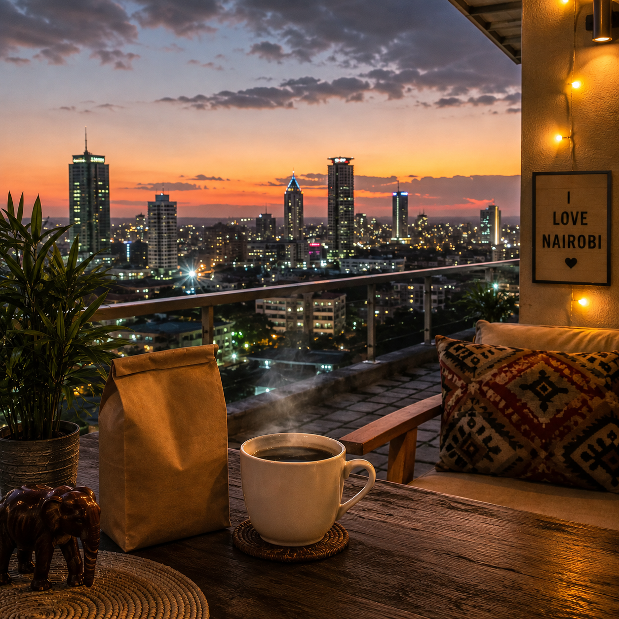 Nairobi rooftop apartment with skyline views